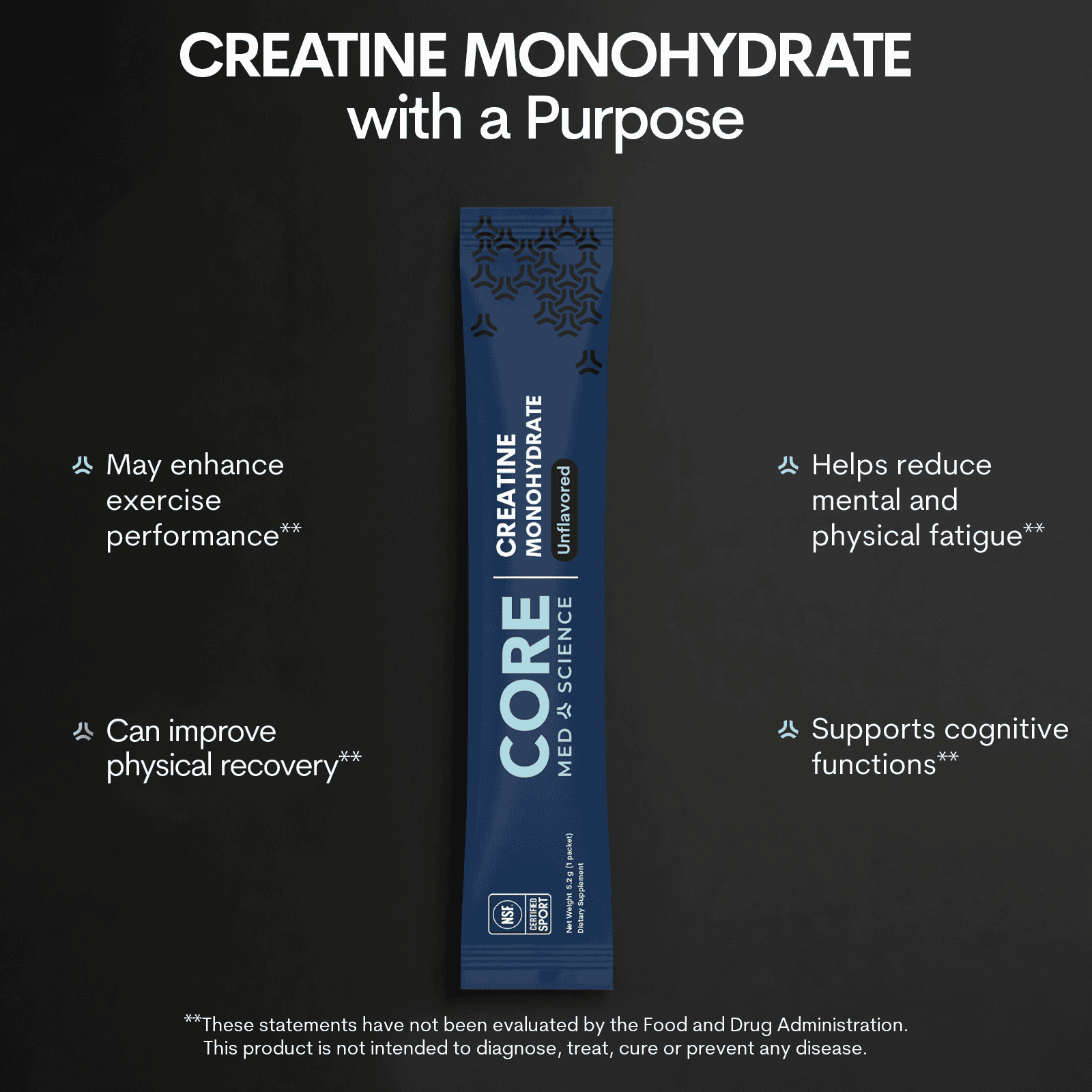 Creatine Monohydrate (45 Single-Serve Stick Packs)