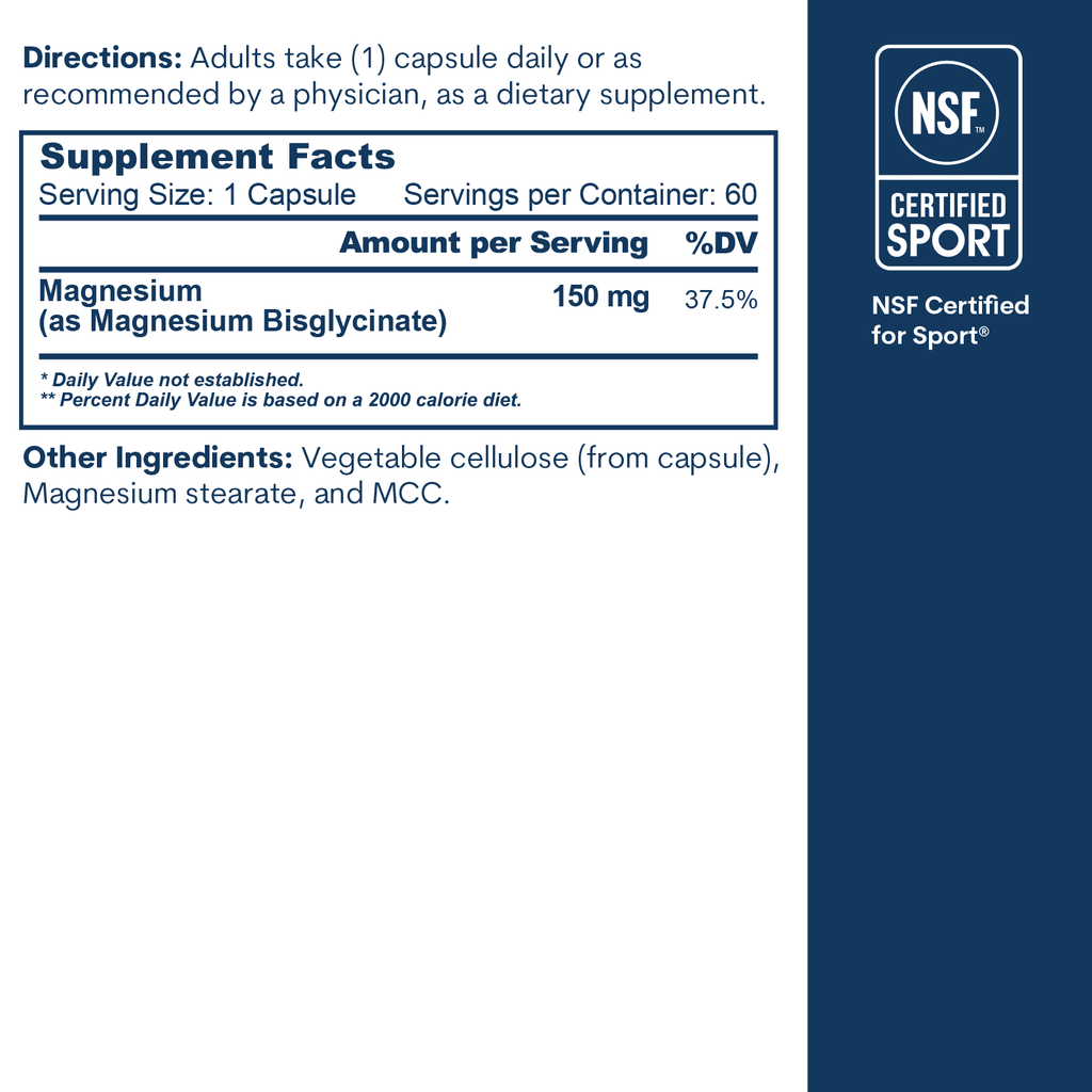 Magnesium Bisglycinate Bottle 60CT Capsules
