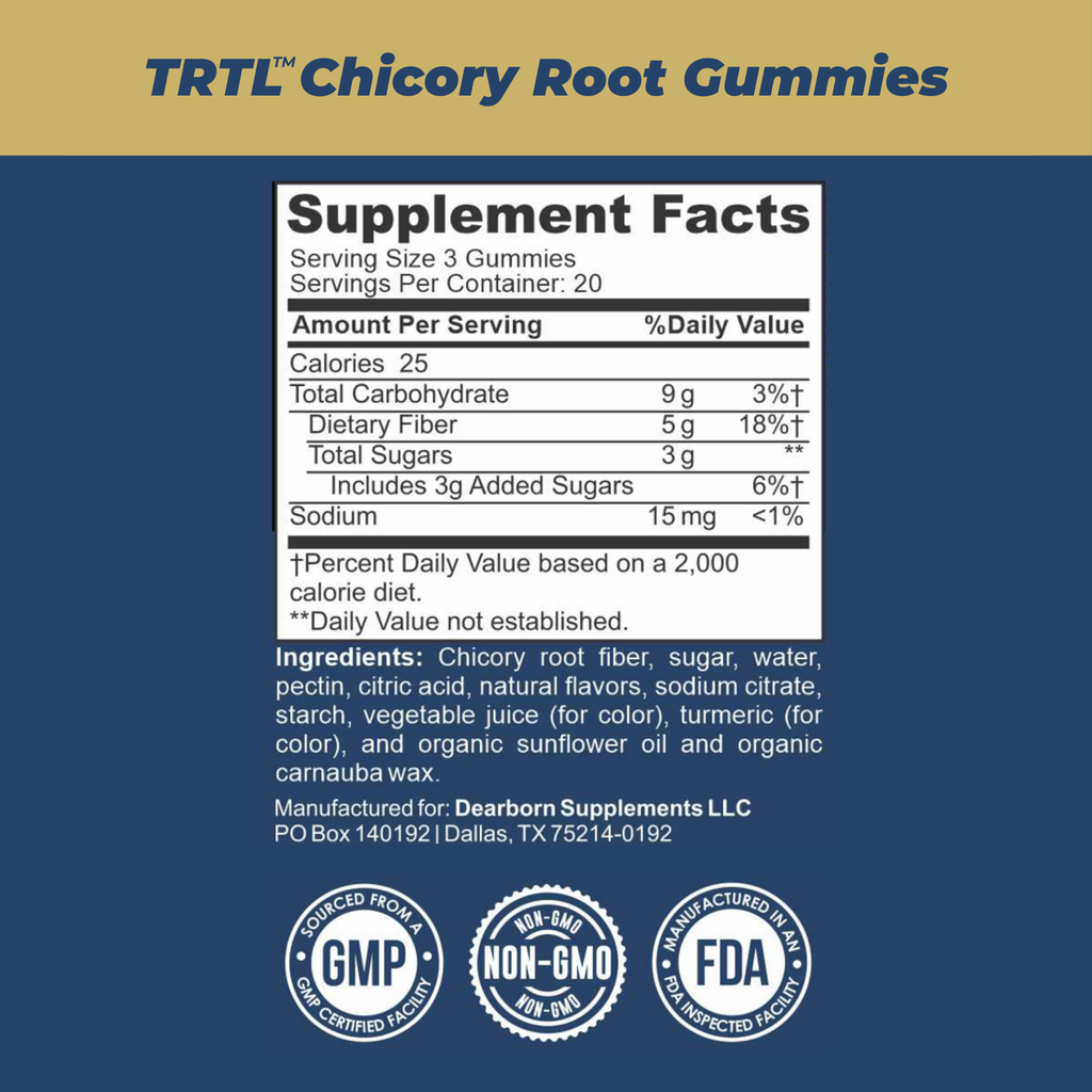 TRTL Fiber Gummies - 60 Count - 5g Fiber per Serving