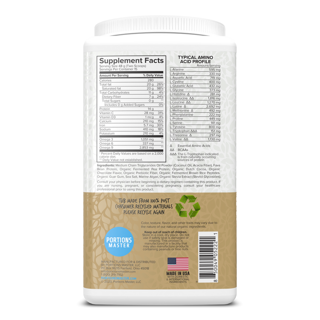 Portions Master Keto Body Protein Peptides Chocolate