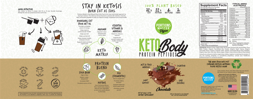 Portions Master Keto Body Protein Peptides Chocolate