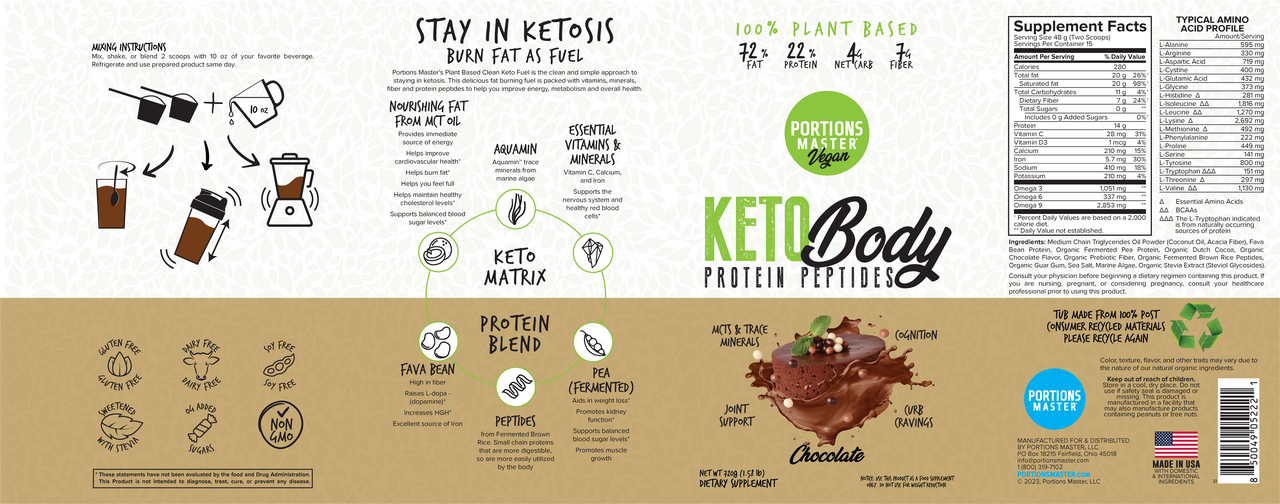 Portions Master Keto Body Protein Peptides Chocolate